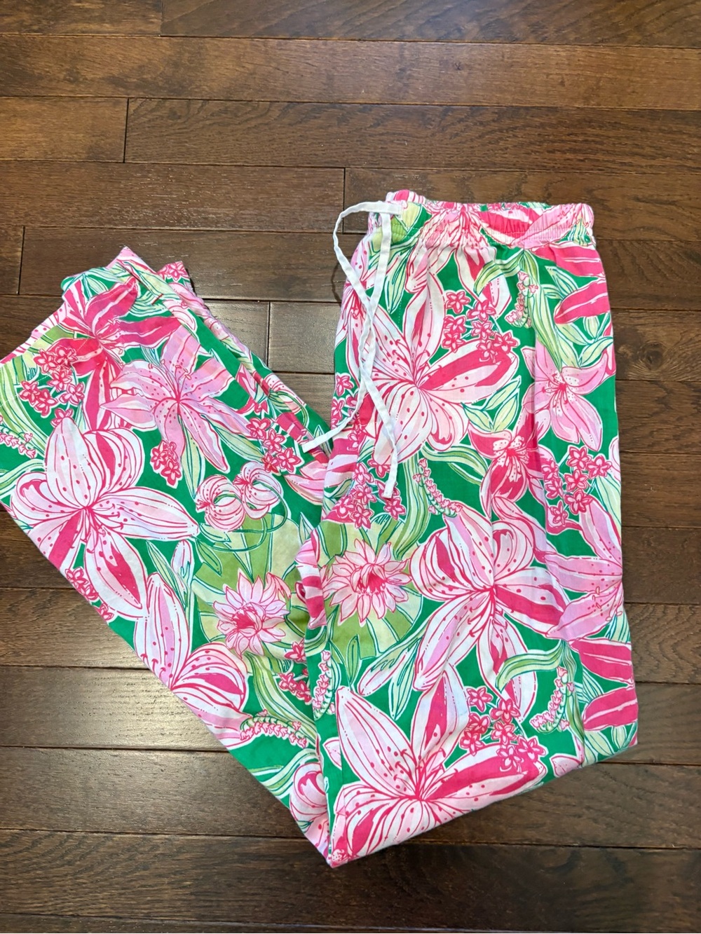 Lilly Pulitzer Long Sleeve Pajama Set Pink Green Lily Floral PJ Set Size XS - Picture 7 of 10